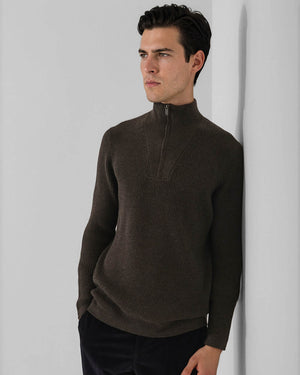 Ribbed Quarter Zip Mock Sweater