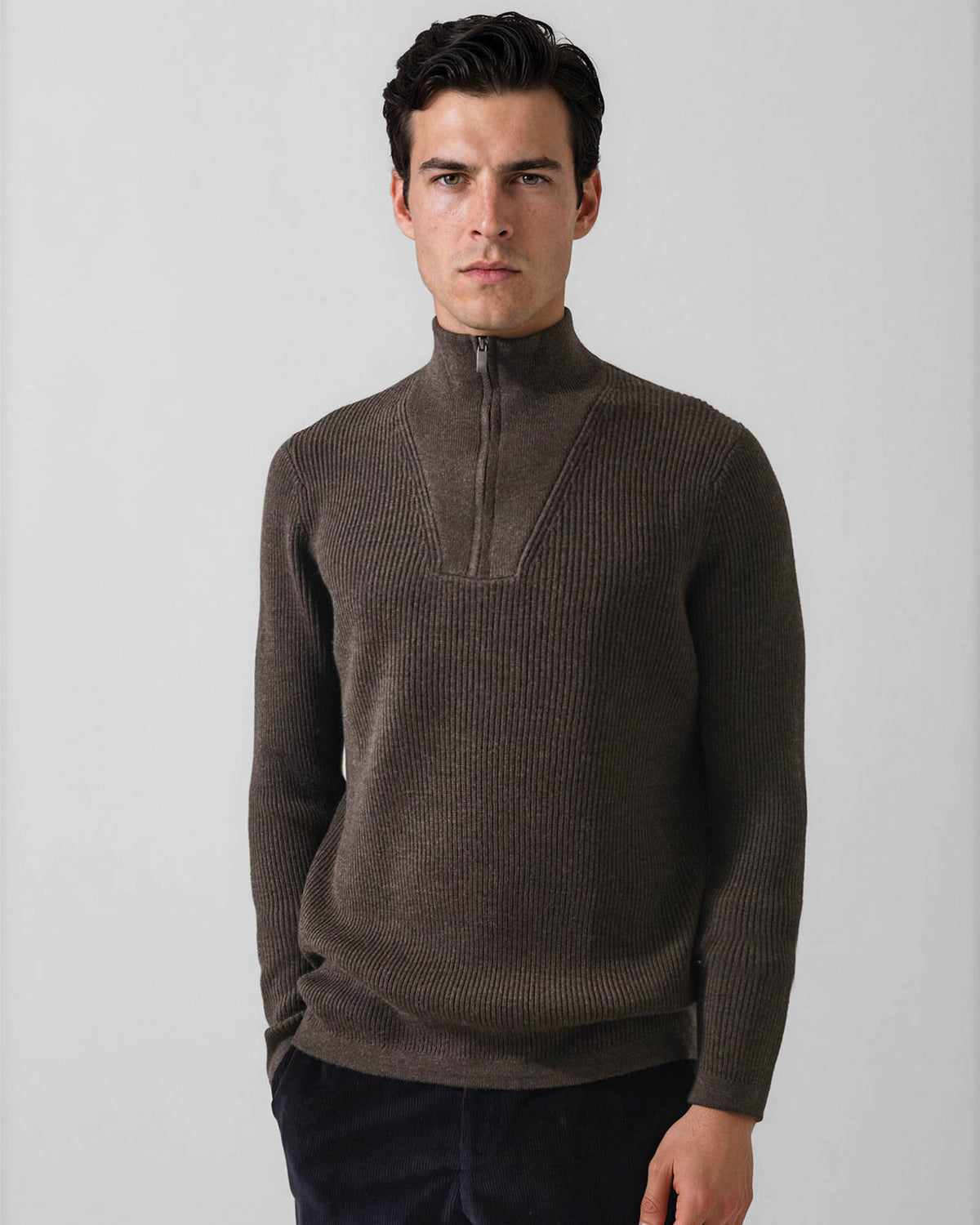 Ribbed Quarter Zip Mock Sweater