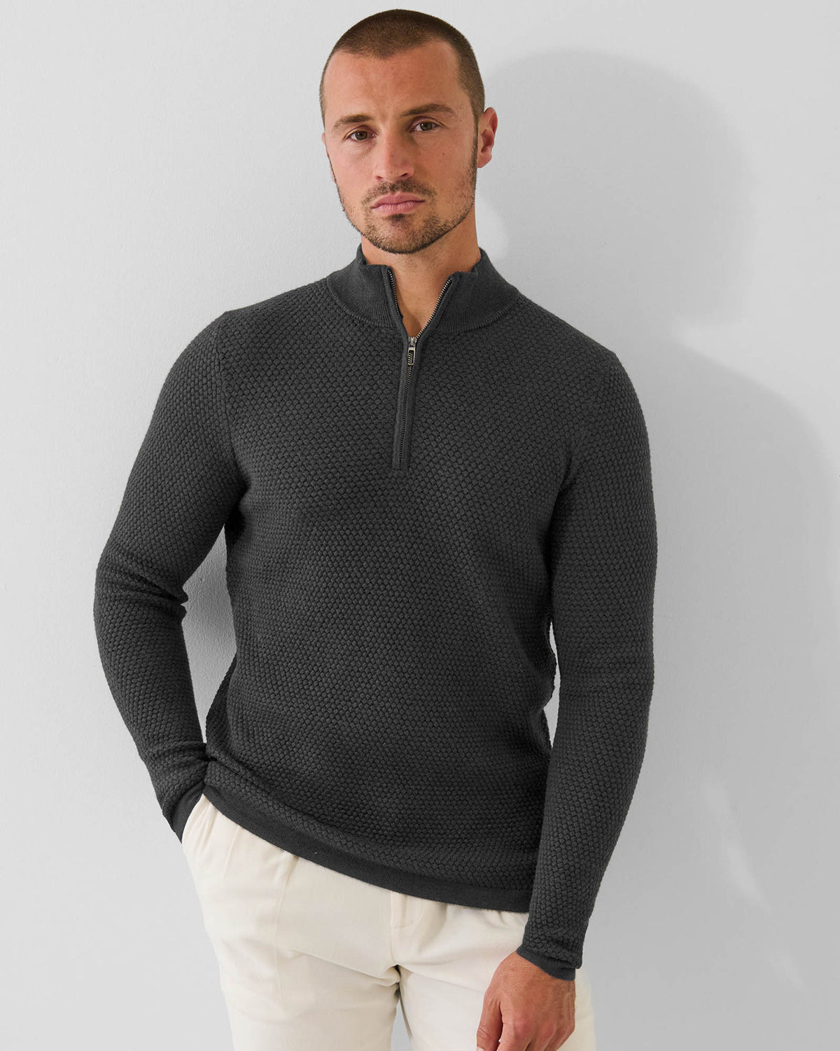 Bubble Zip Mock Sweater