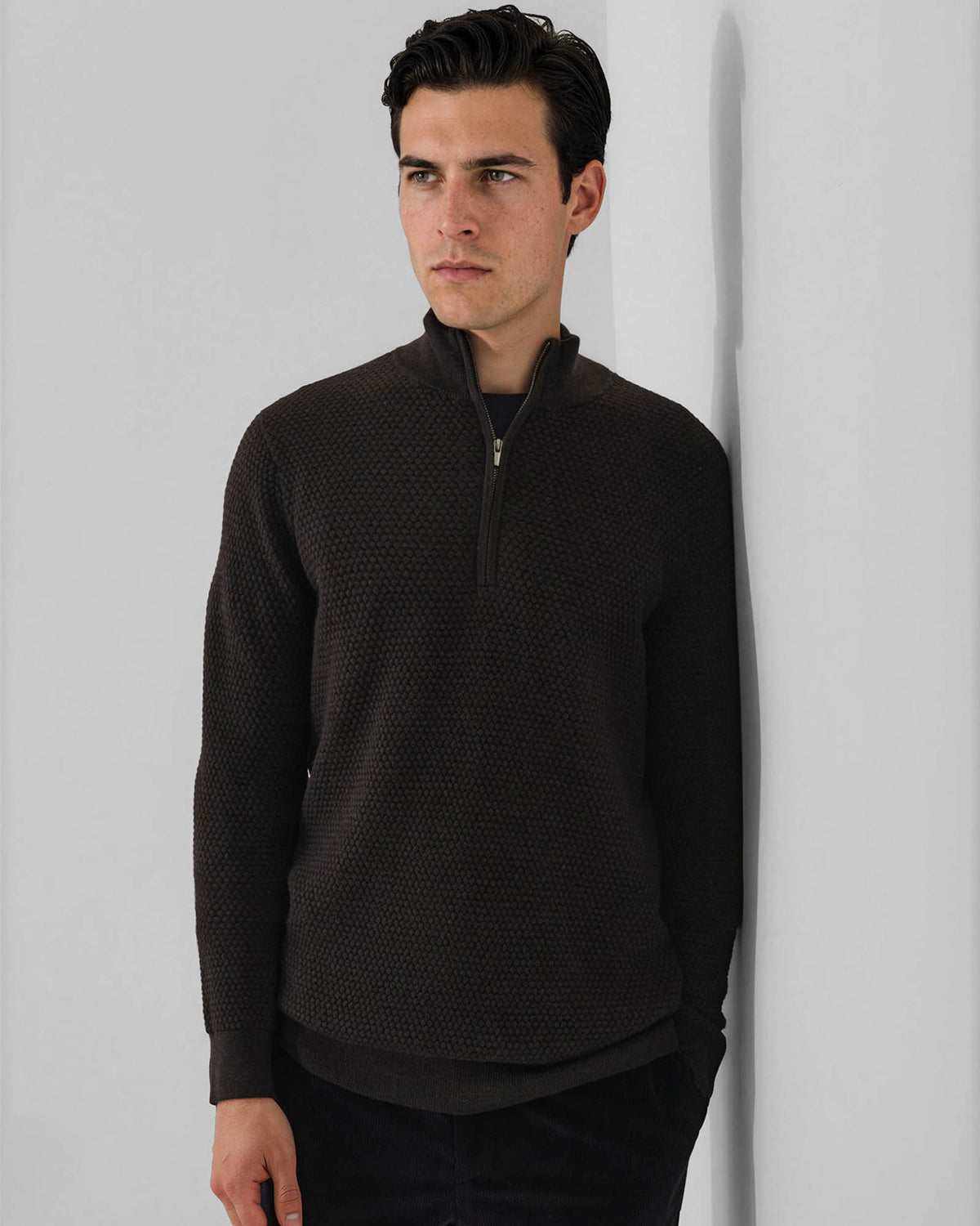 Bubble Zip Mock Sweater