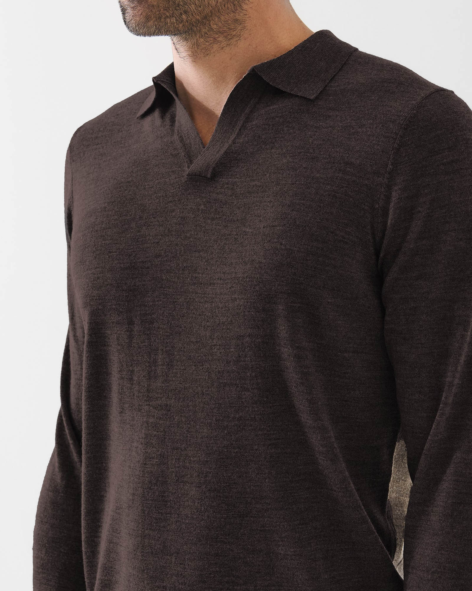 Long Sleeve Open Polo Sweater