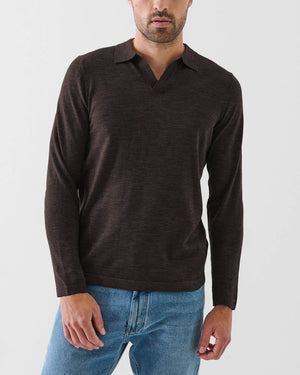 Long Sleeve Open Polo Sweater