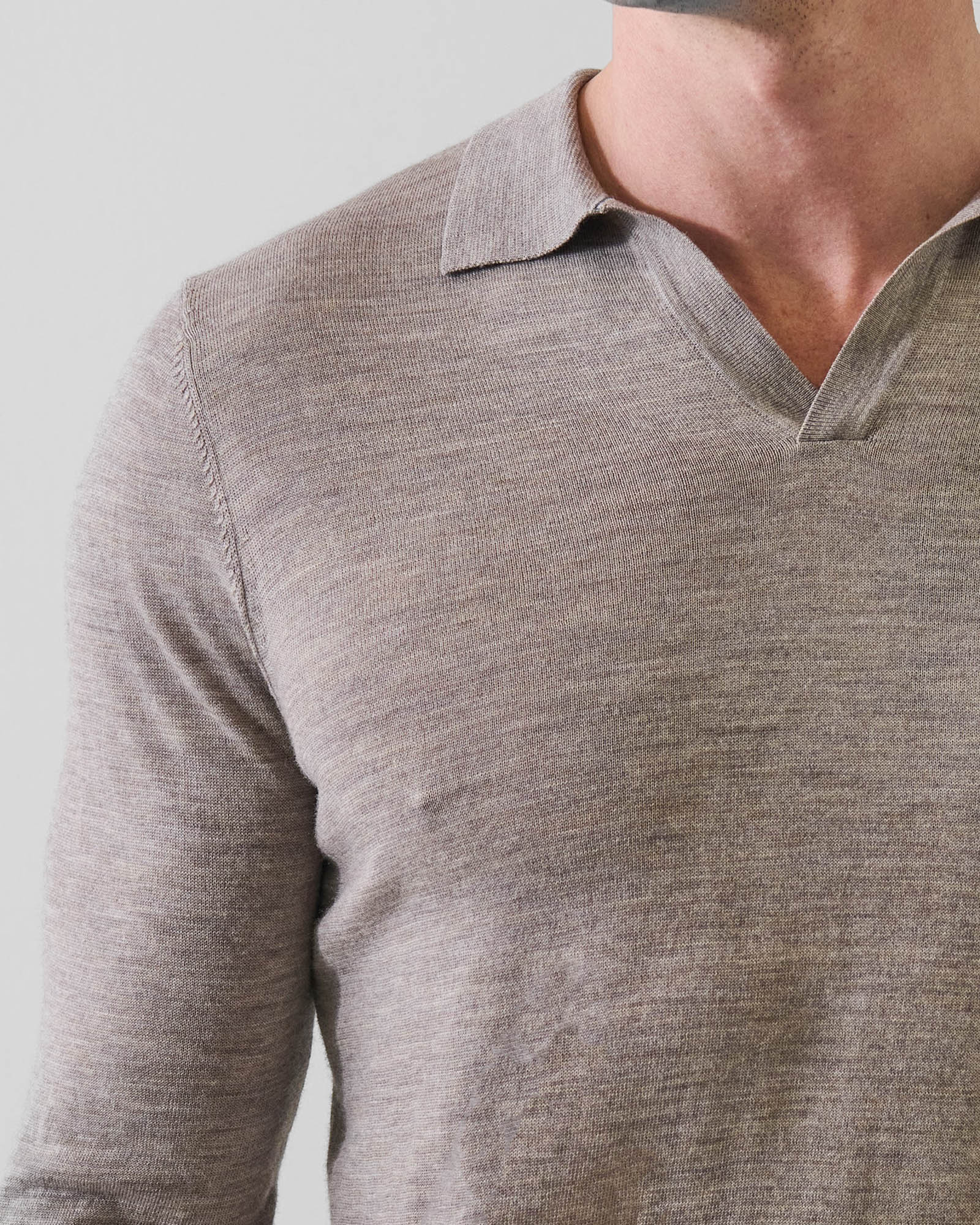 Long Sleeve Open Polo Sweater