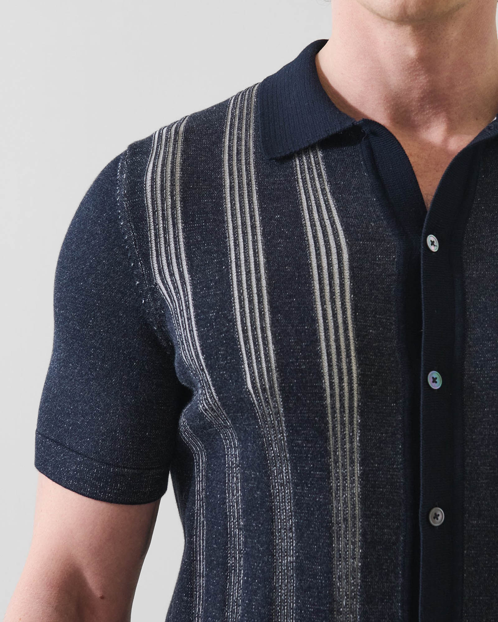 Cotton Textured Button Up Knit Shirt