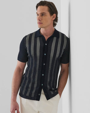 Cotton Textured Button Up Knit Shirt