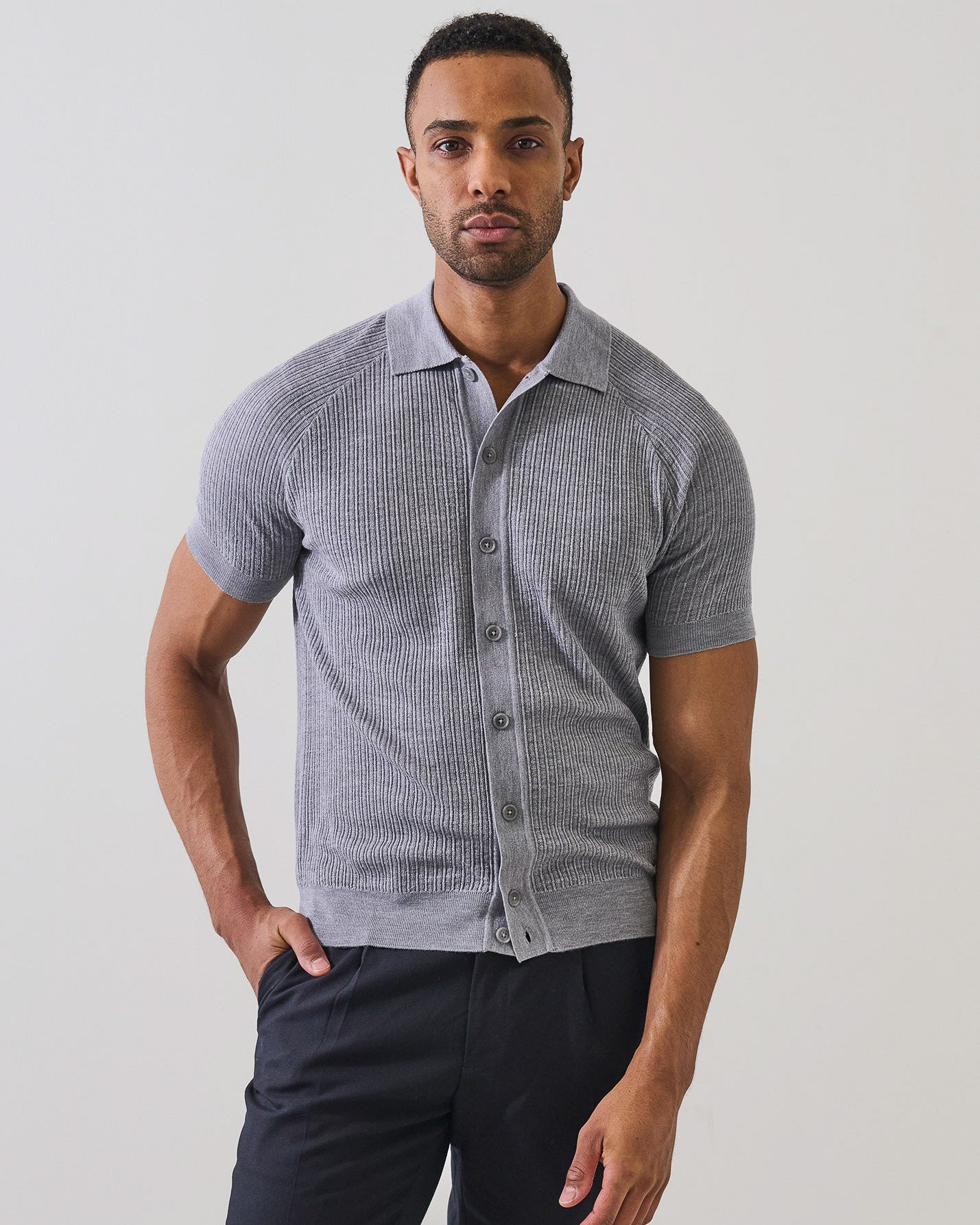 Merino Silk Textured Knit Shirt