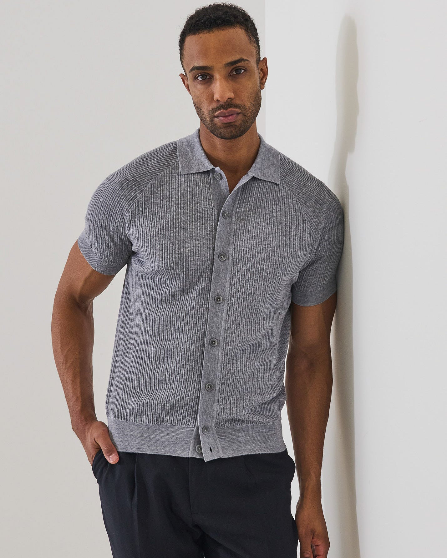 Merino Silk Textured Knit Shirt
