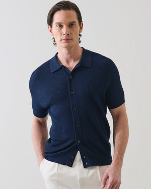 Merino Silk Textured Knit Shirt