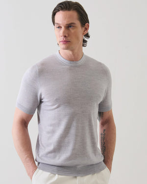 Merino Silk Tipped Crewneck Sweater