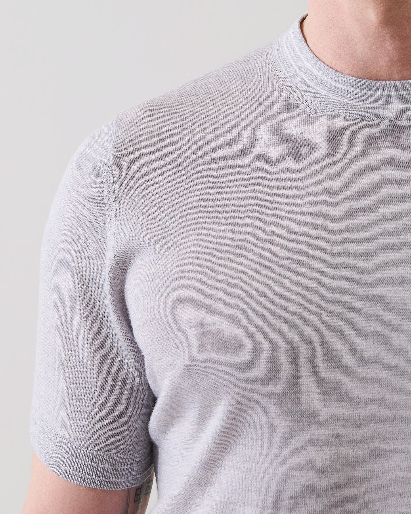 Merino Silk Tipped Crewneck Sweater