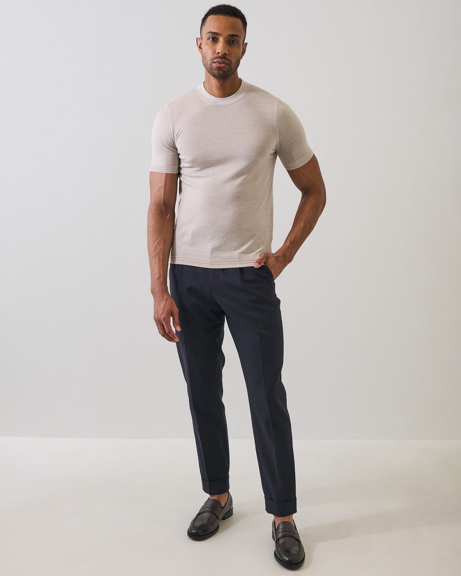 Merino Silk Tipped Crewneck Sweater