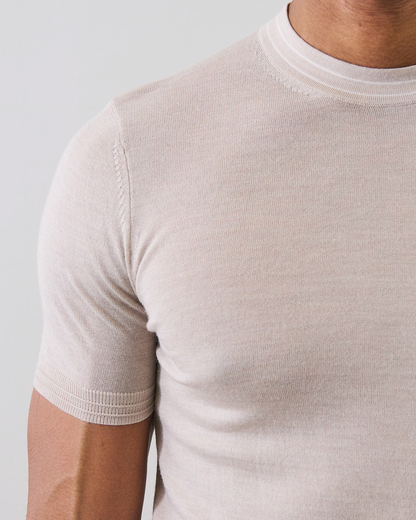 Merino Silk Tipped Crewneck Sweater