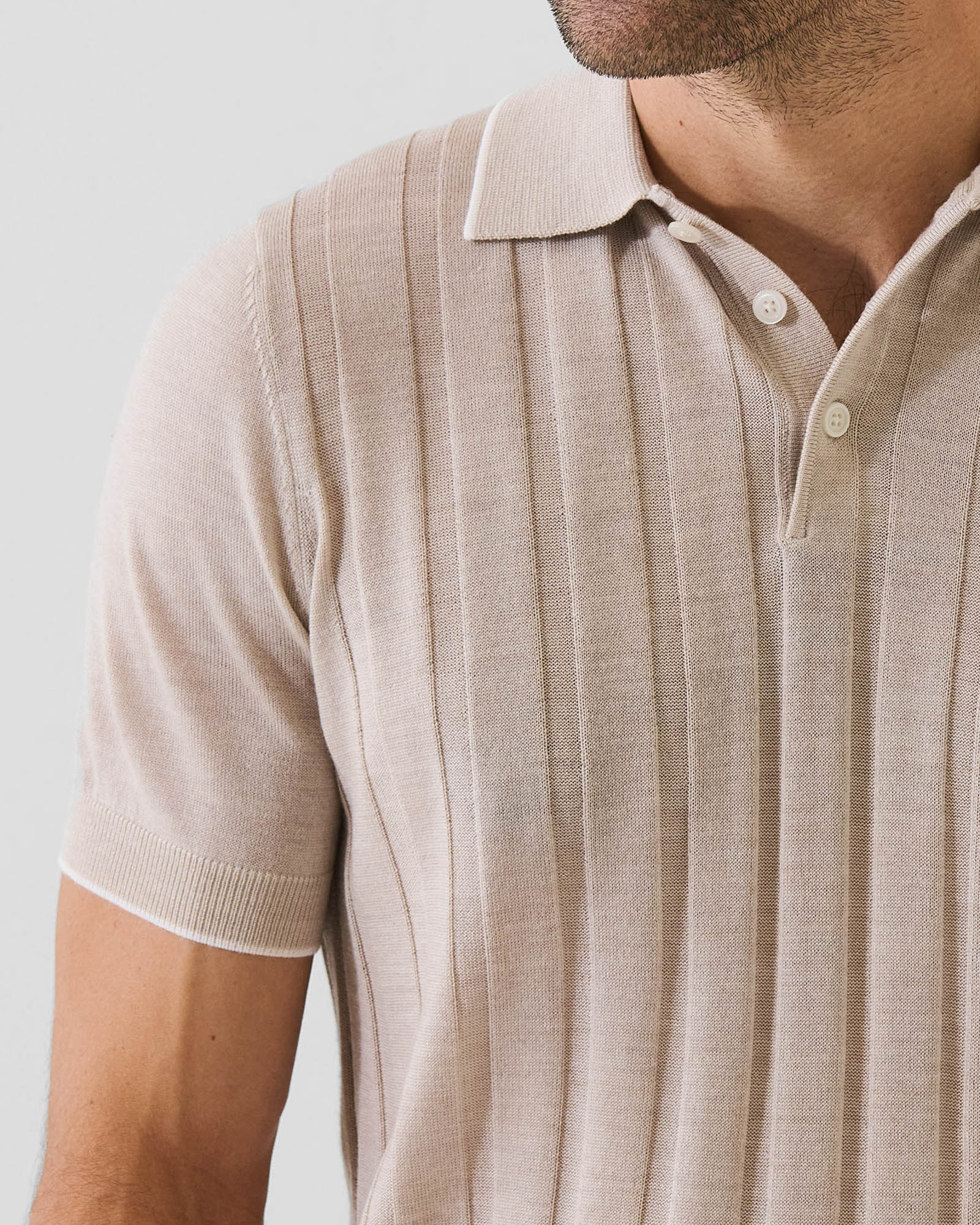 Short Sleeve Textured Button Polo