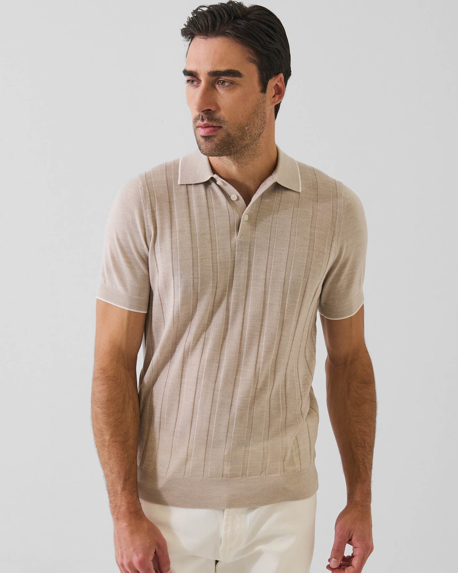 Short Sleeve Textured Button Polo