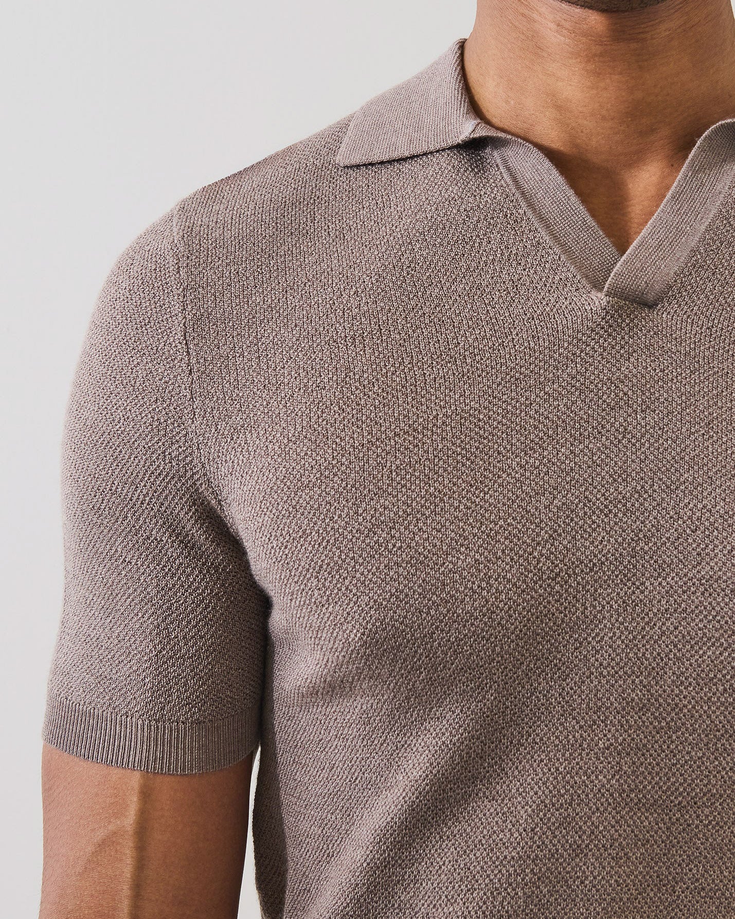 Merino Wool-Silk Birds-Eye Stitch Polo