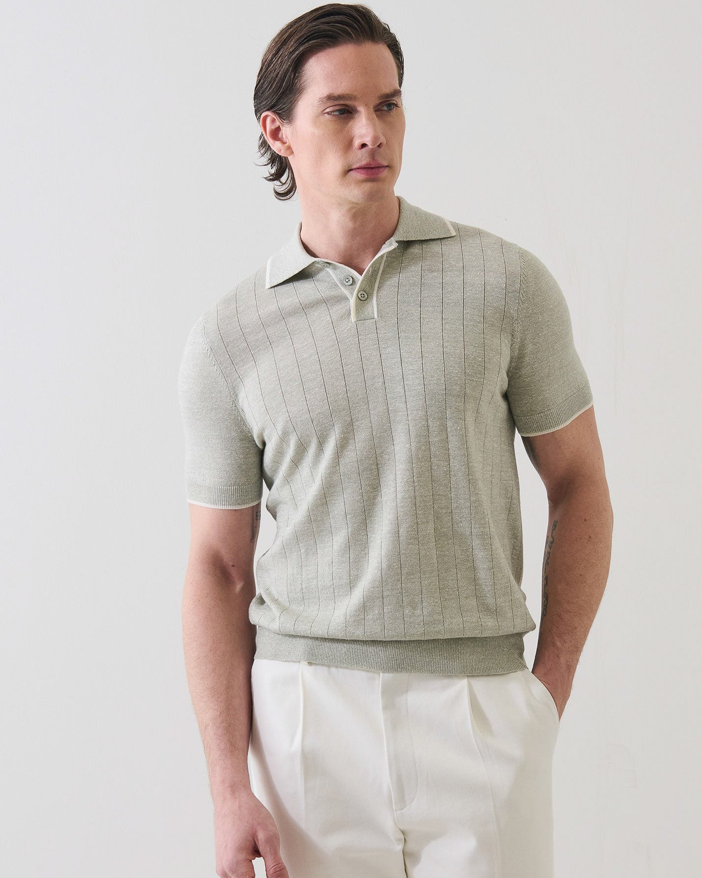 Merino Linen Drop Needle Polo