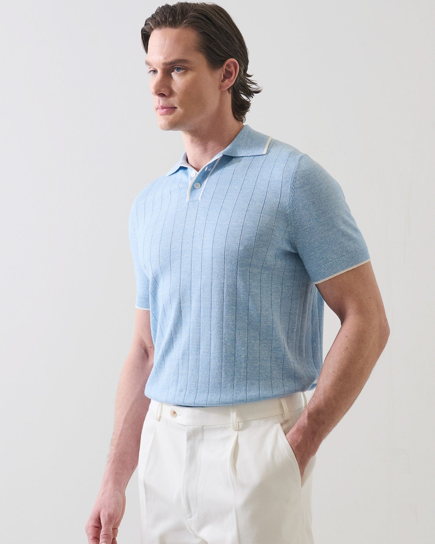 Merino Linen Drop Needle Polo