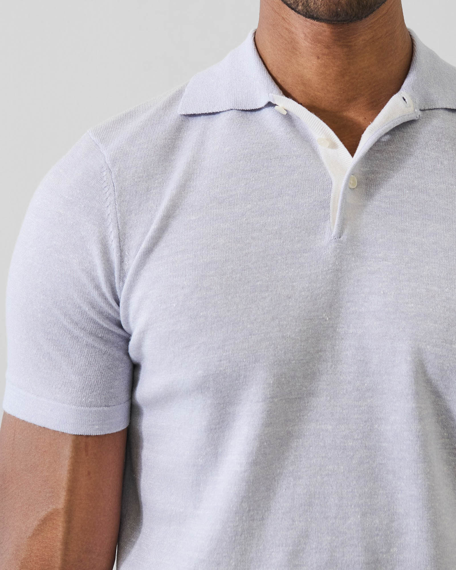Merino Linen Contrast Placket Polo