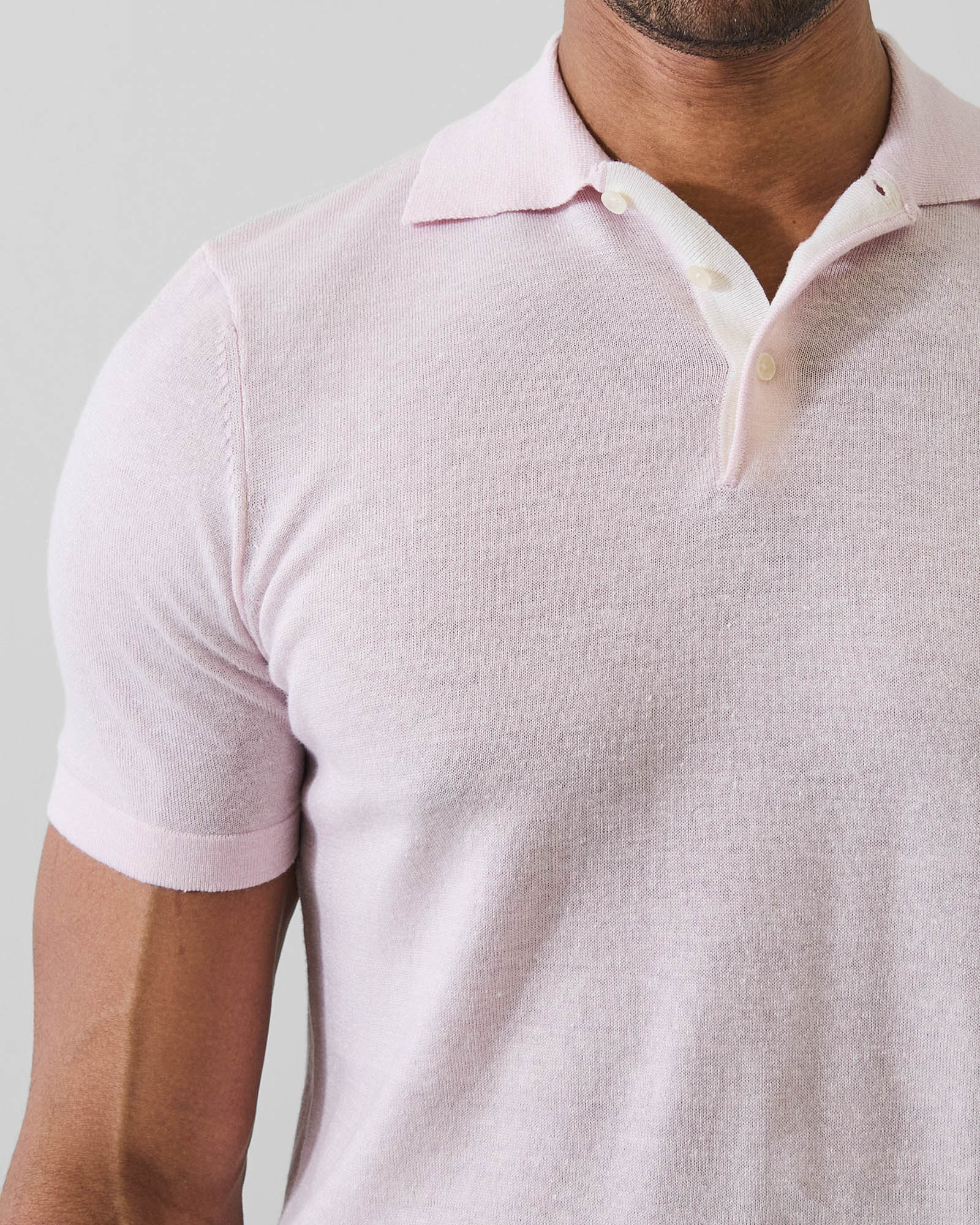 Merino Linen Contrast Placket Polo