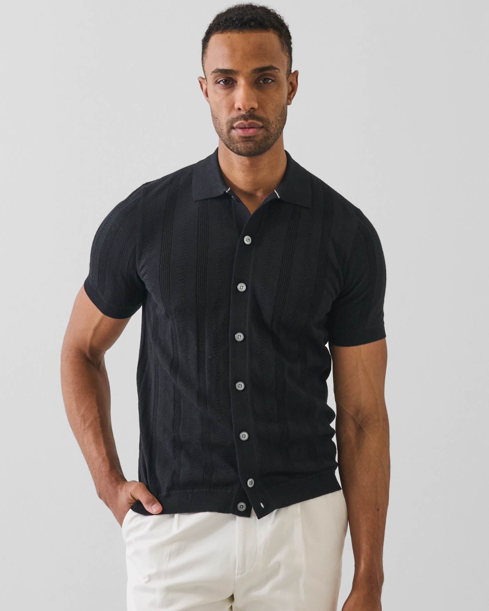 Cotton Cashmere Knit Shirt