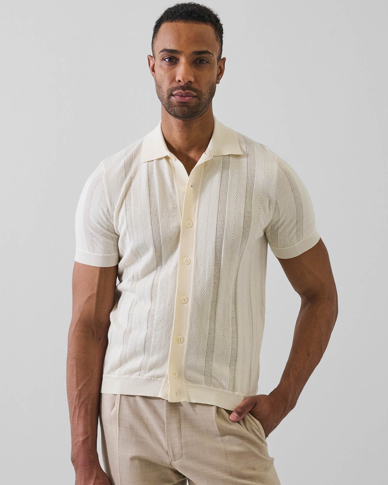 Cotton Cashmere Knit Shirt