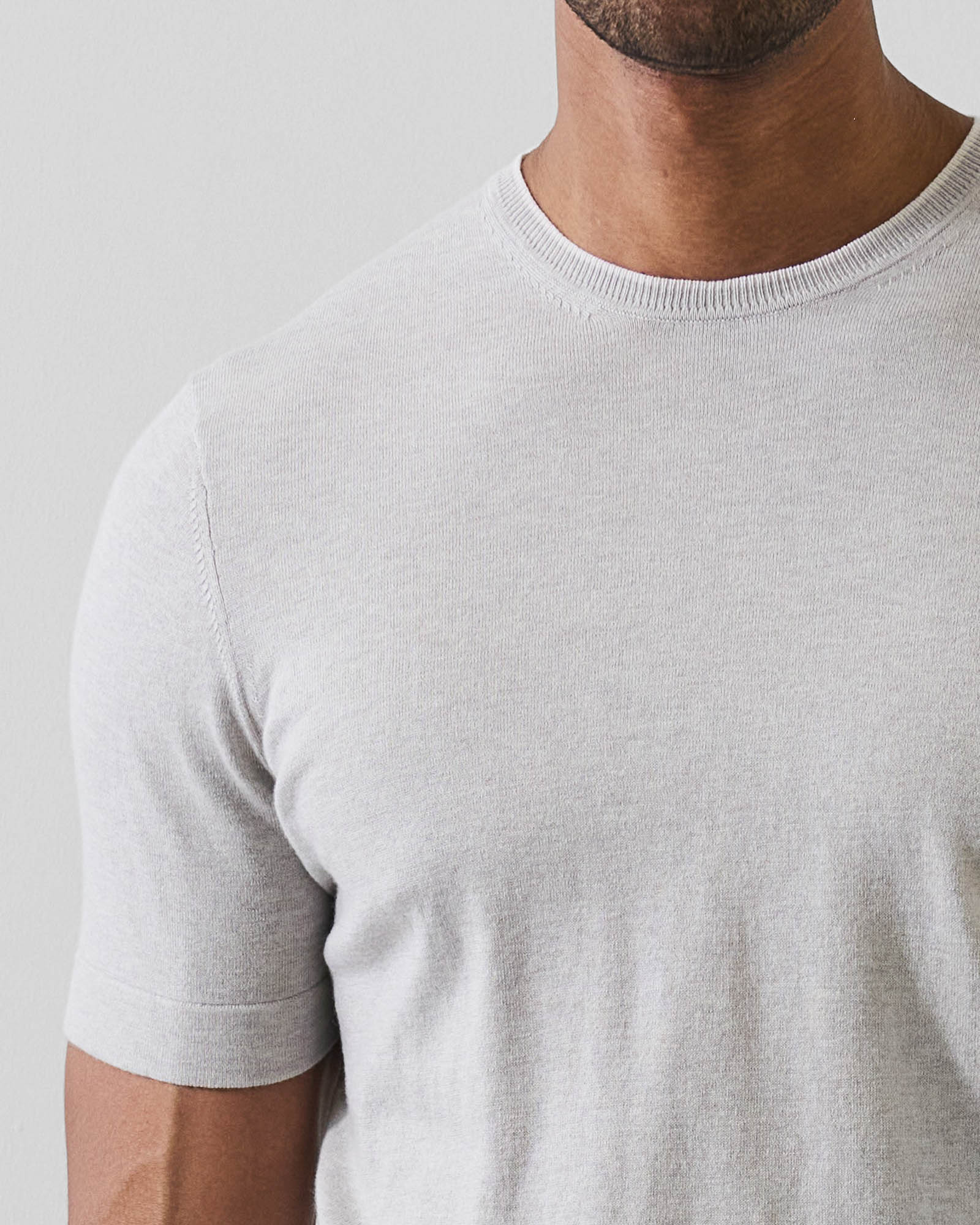 Cotton Cashmere Tipped Crewneck Sweater