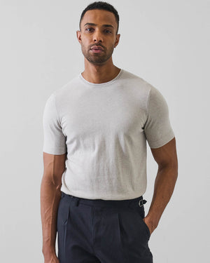 Cotton Cashmere Tipped Crewneck Sweater