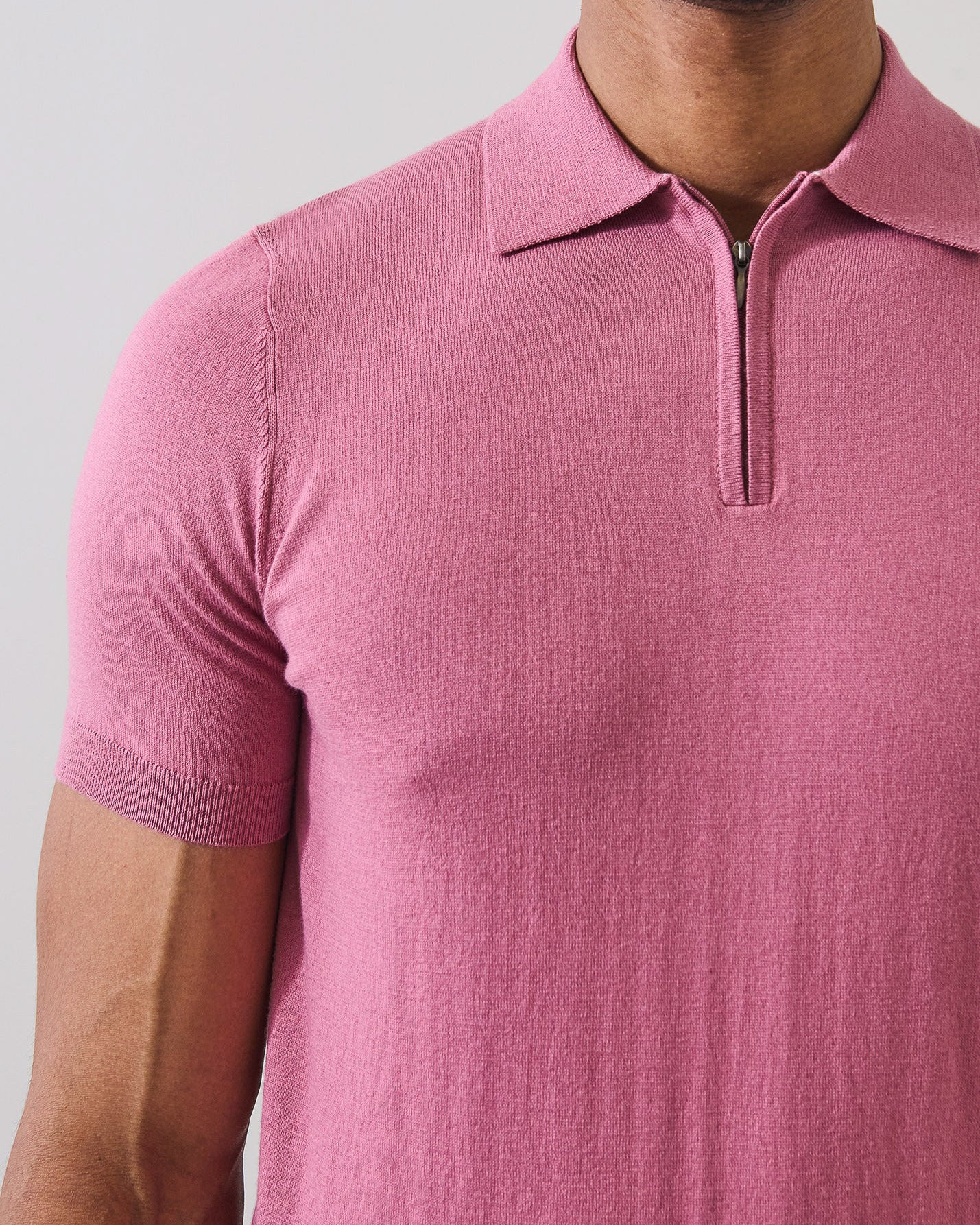 Cotton Blend Zip Polo
