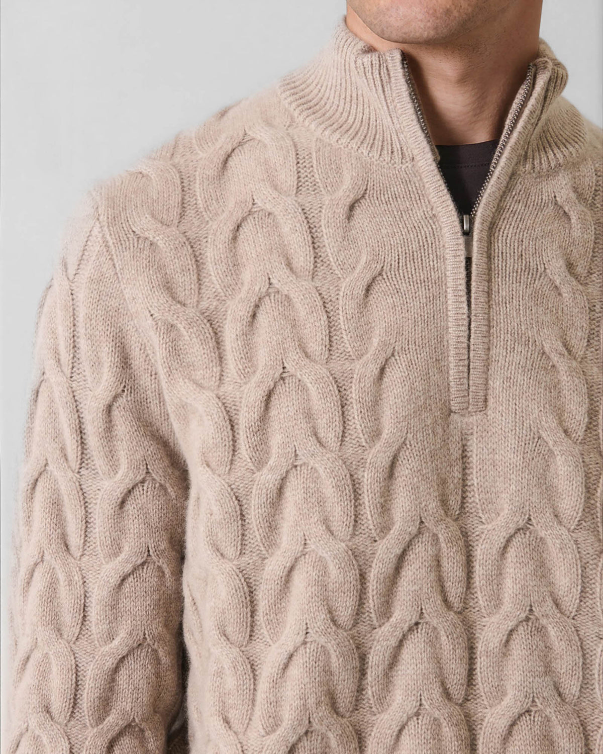 Cable Quarter Zip Sweater