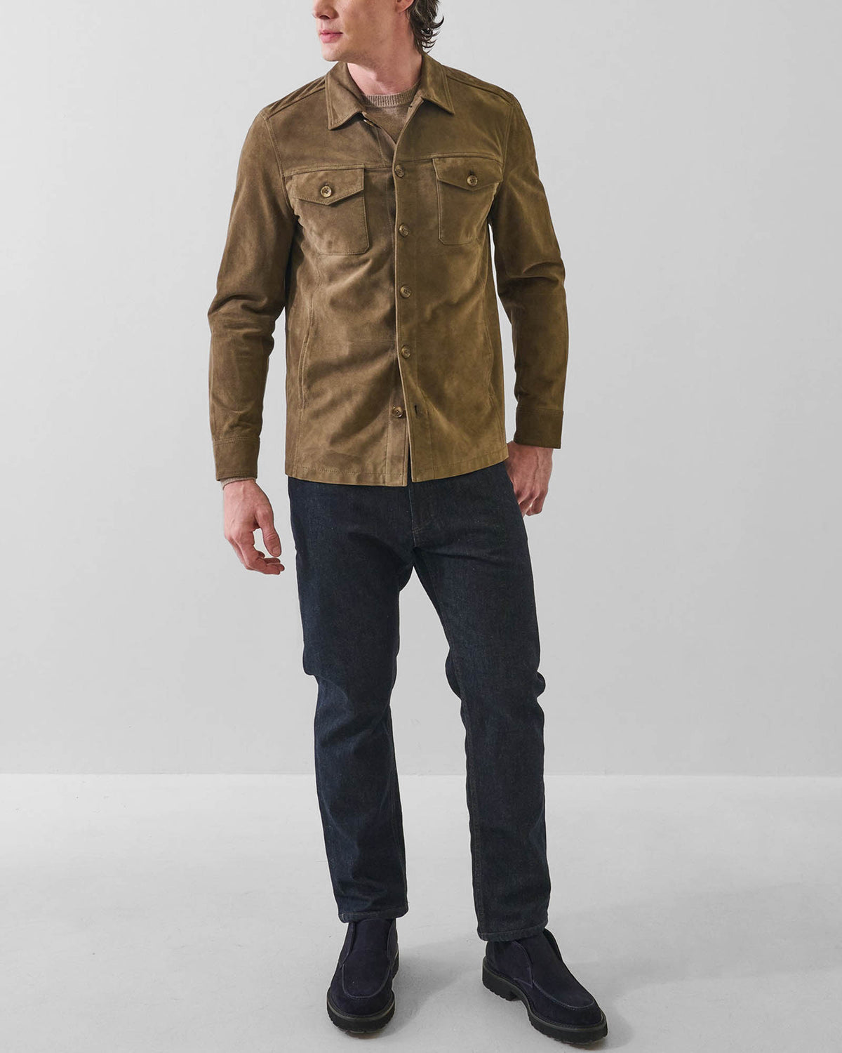 Suede Utility Shirt Jacket