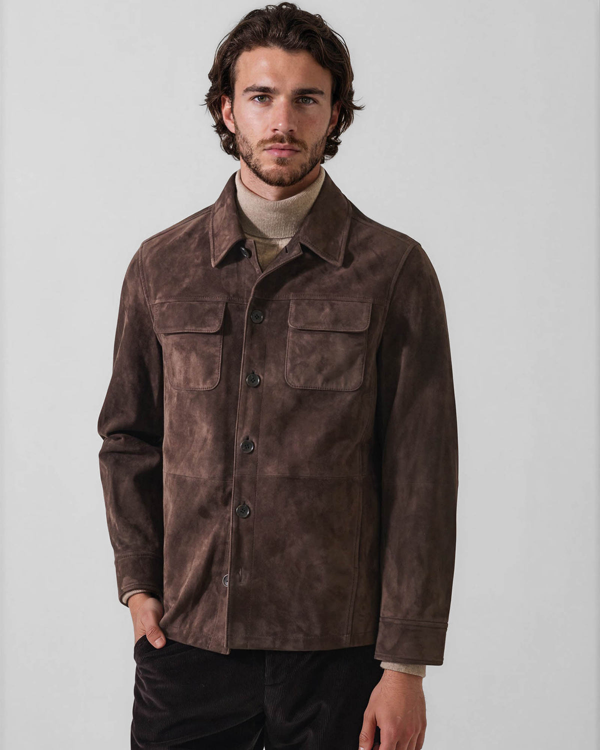 Suede Utility Shirt Jacket