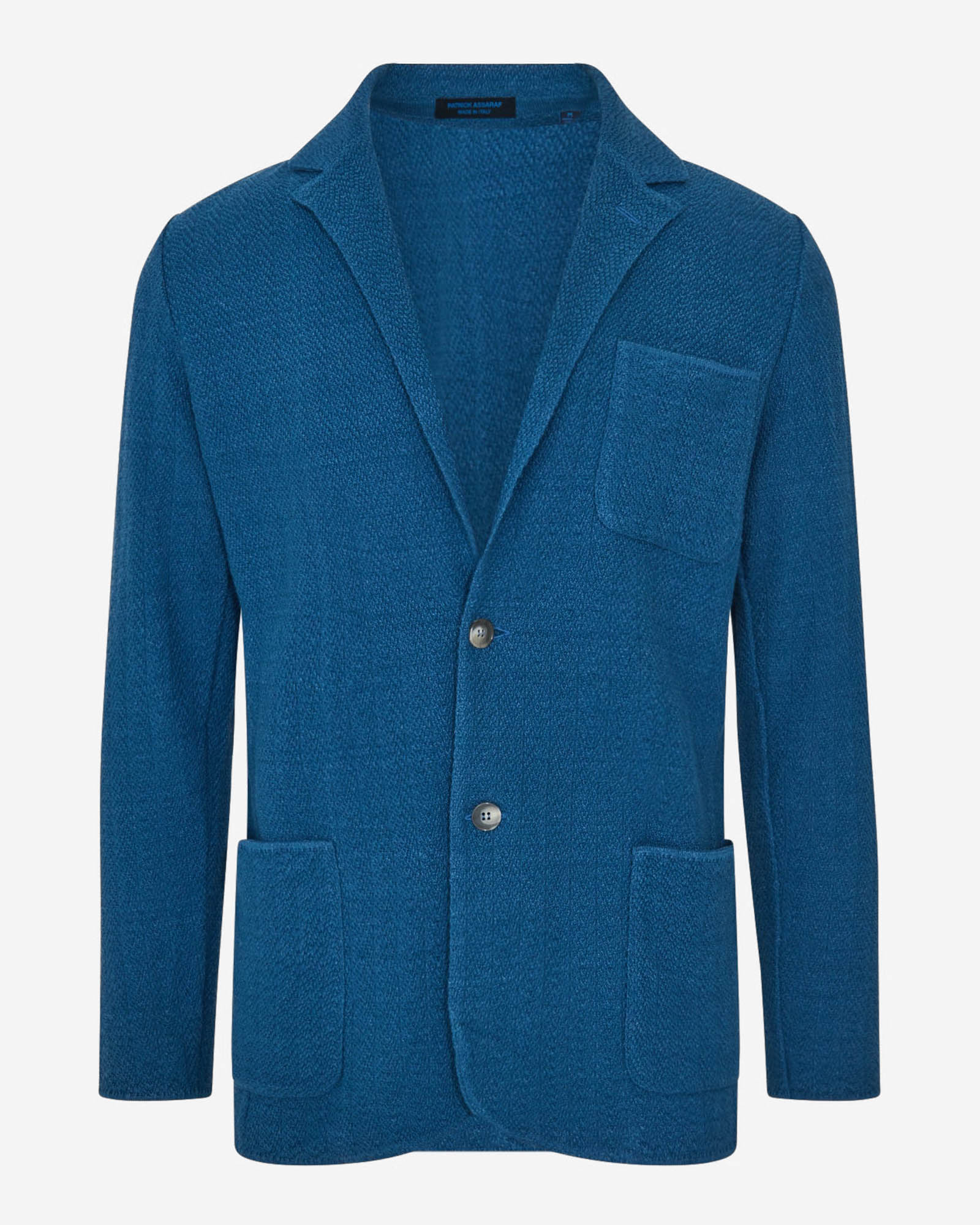 Linen-Cotton Herringbone Knit Blazer