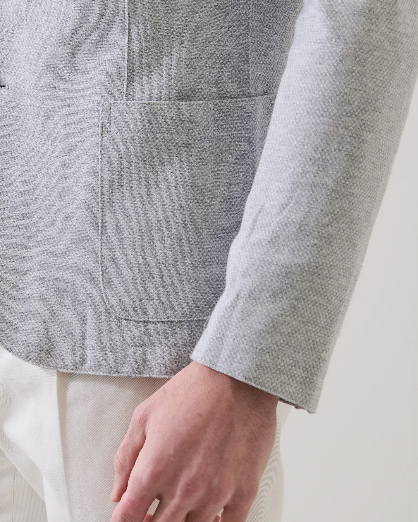 Cotton-Blend Textured Raw Edge Blazer