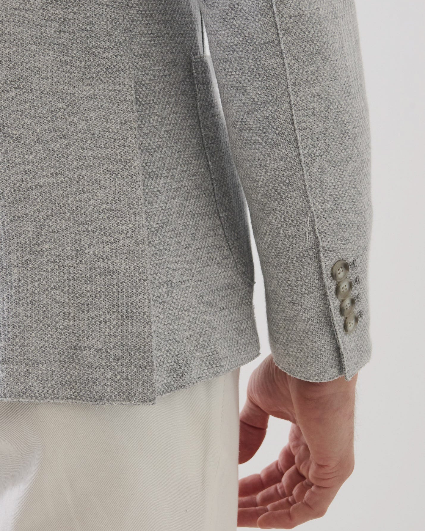 Cotton-Blend Textured Raw Edge Blazer