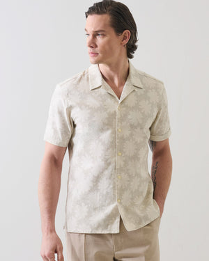Abstract Floral Cotton Camp Collar Shirt