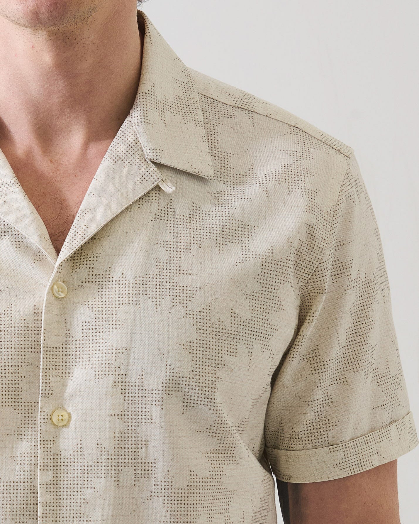Abstract Floral Cotton Camp Collar Shirt