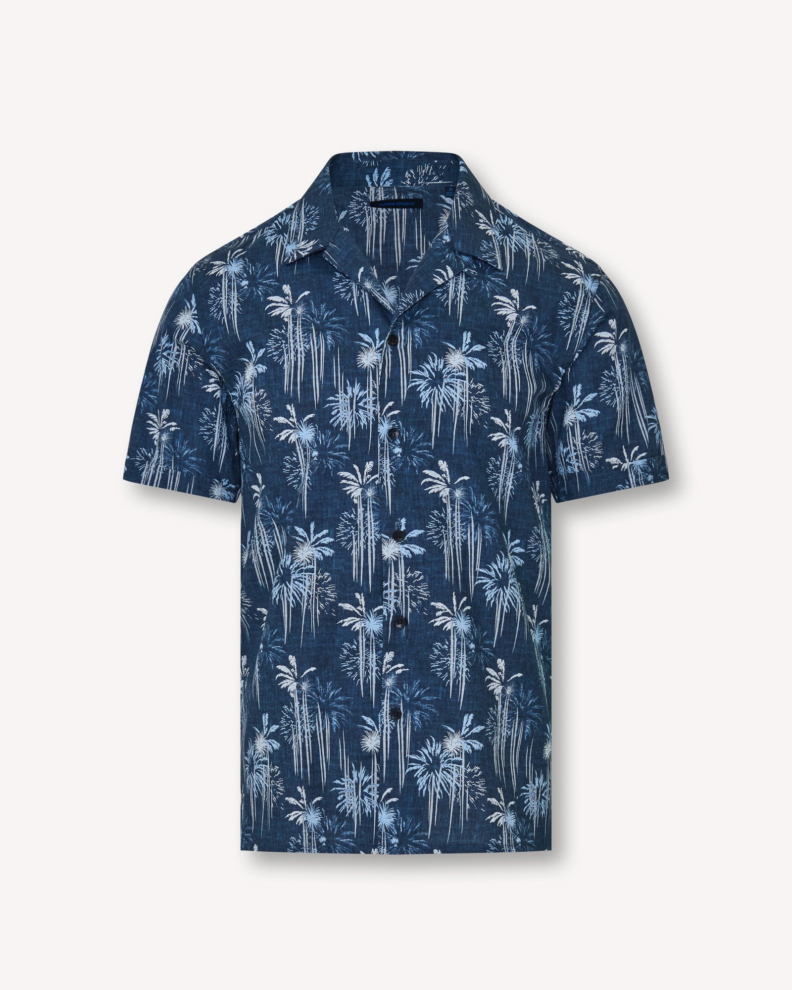 Palm Tree Print Cotton Camp Collar Shirt