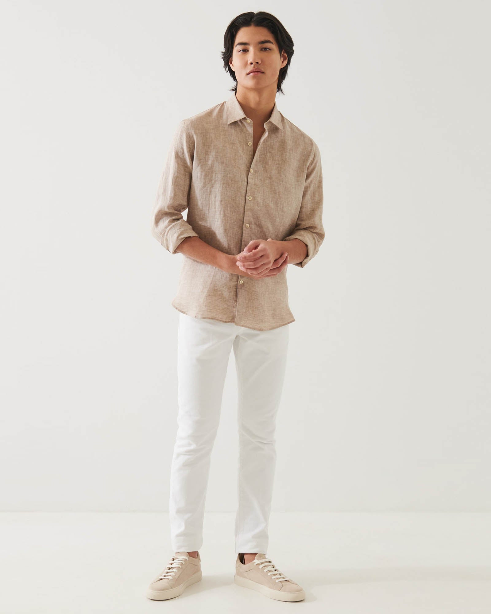 Long Sleeve Linen Chambray Shirt