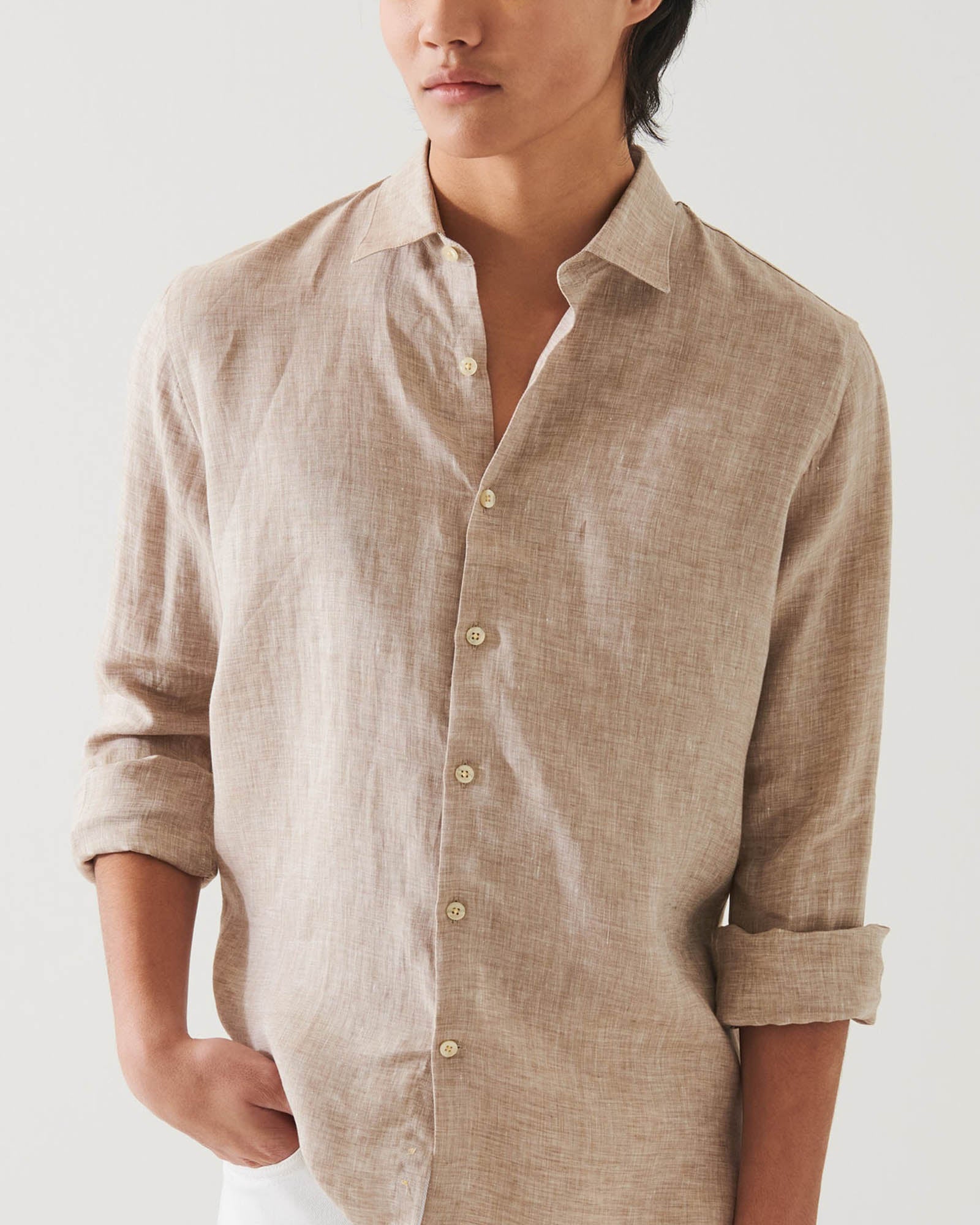 Long Sleeve Linen Chambray Shirt