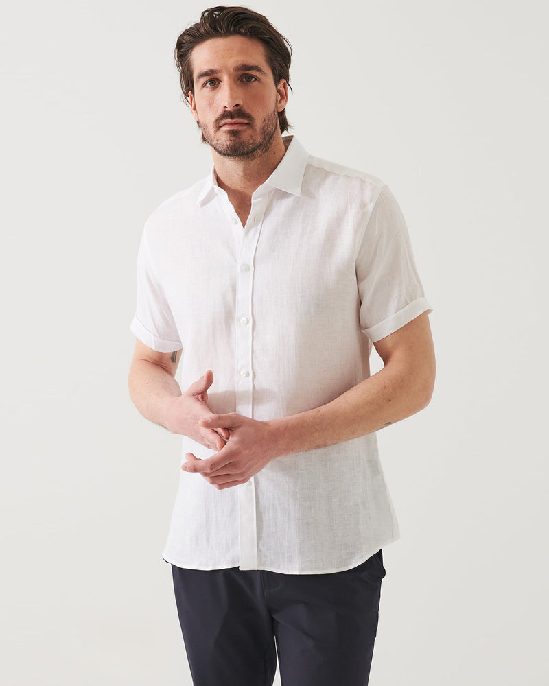 Short Sleeve Linen Chambray Shirt