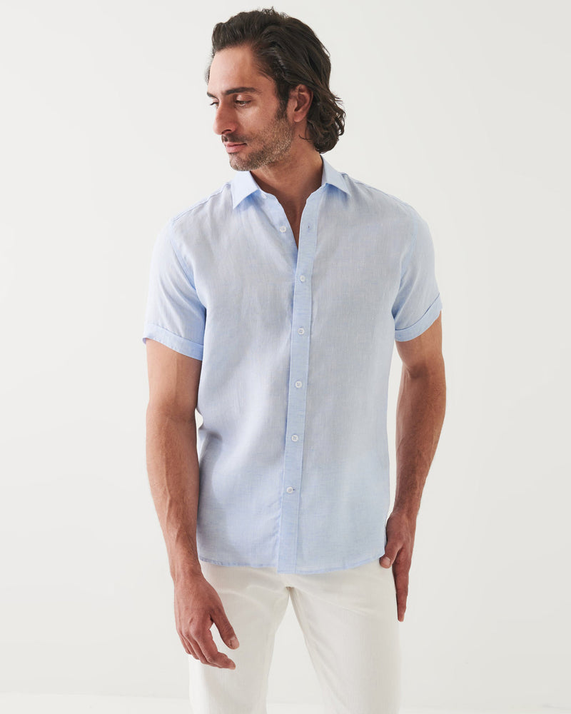 Short Sleeve Linen Chambray Shirt