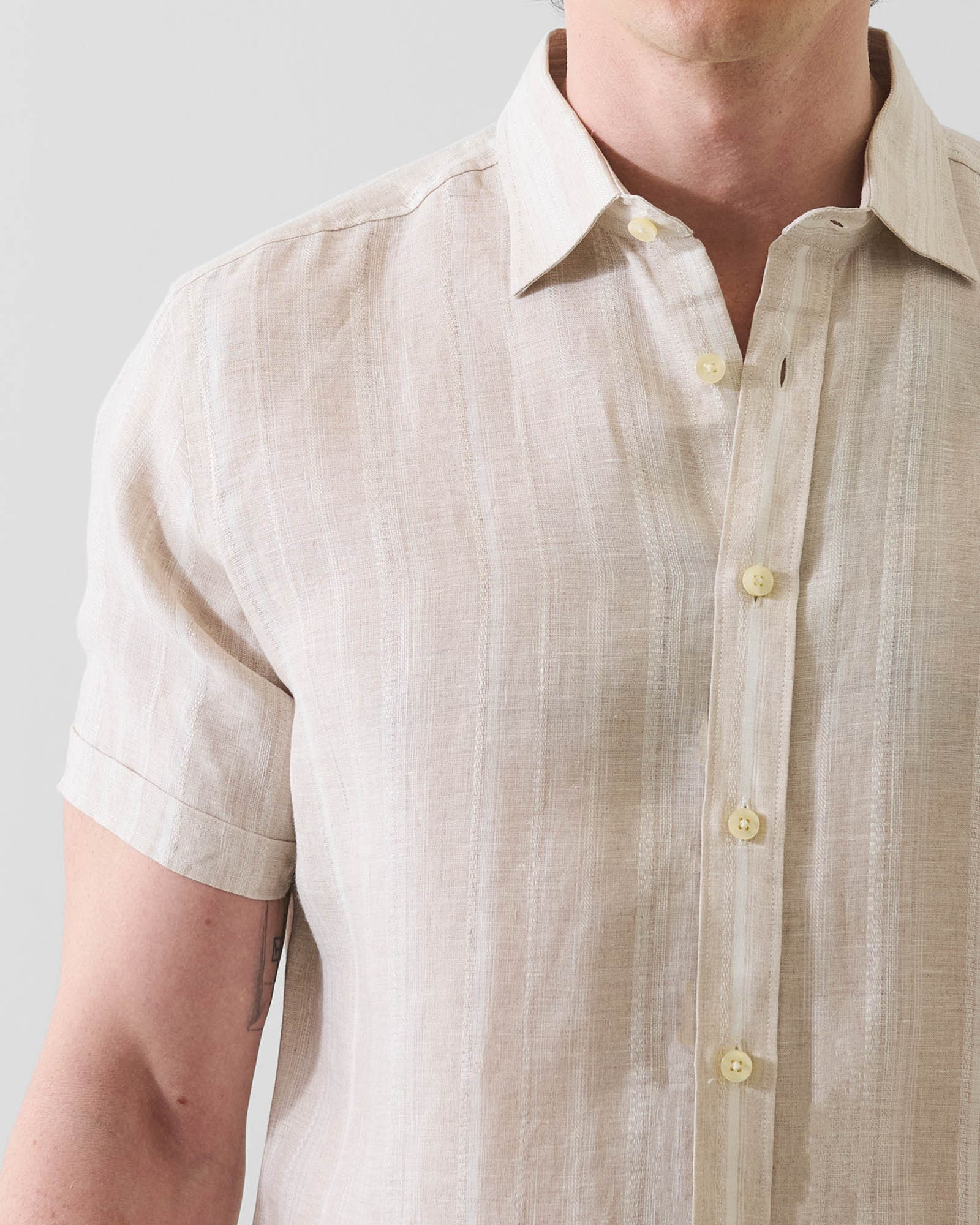 Jacquard Stripe Linen Shirt