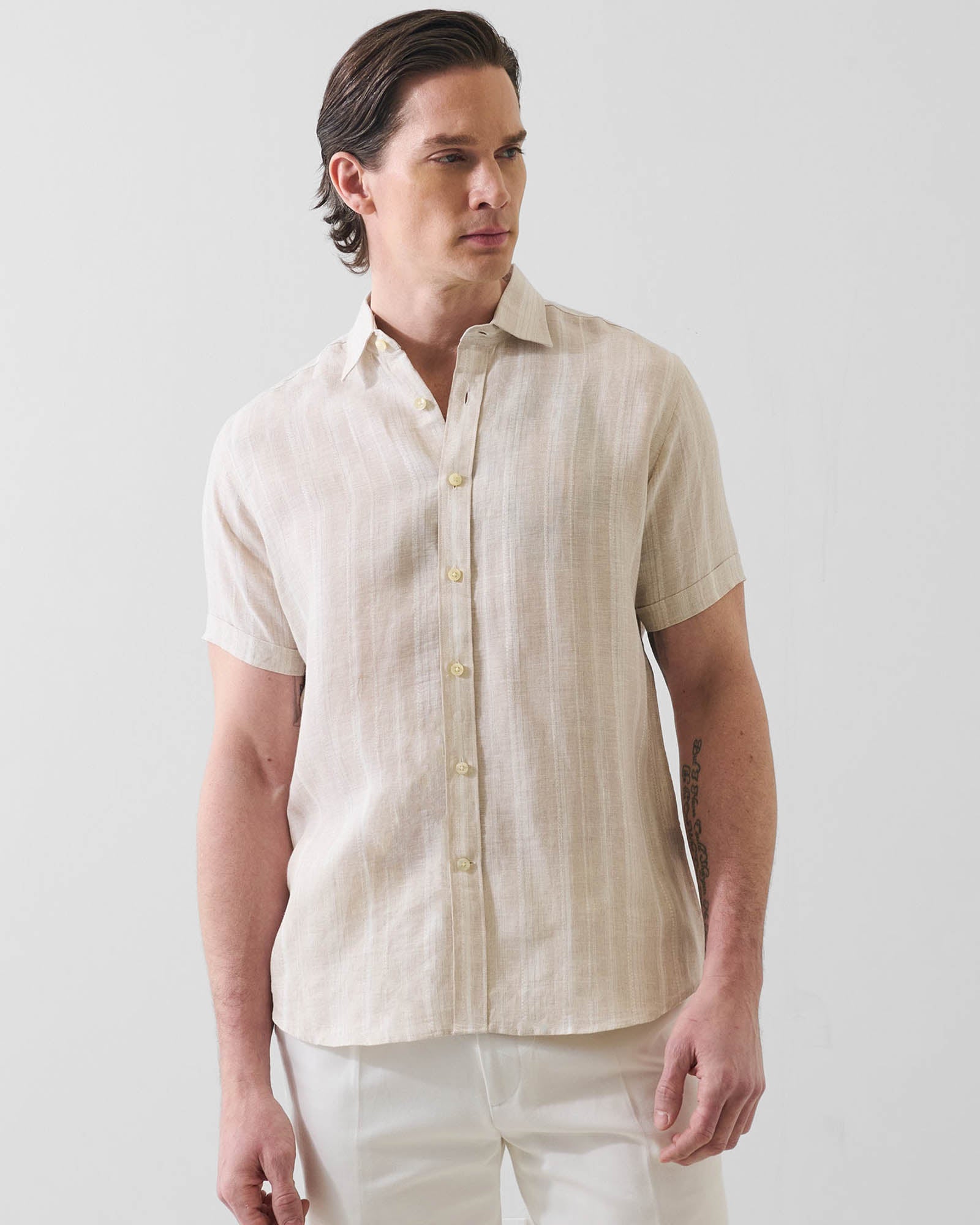 Jacquard Stripe Linen Shirt