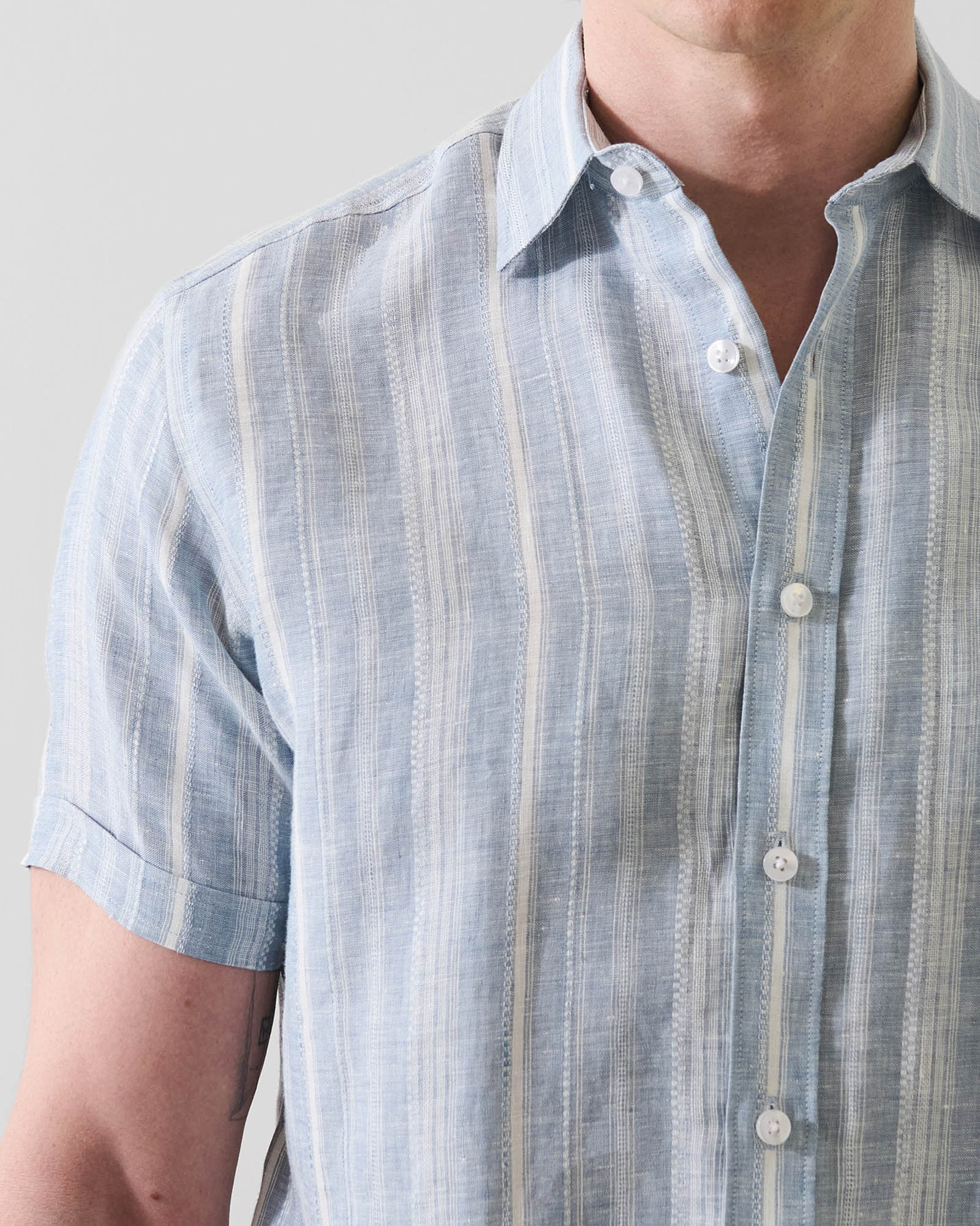 Jacquard Stripe Linen Shirt