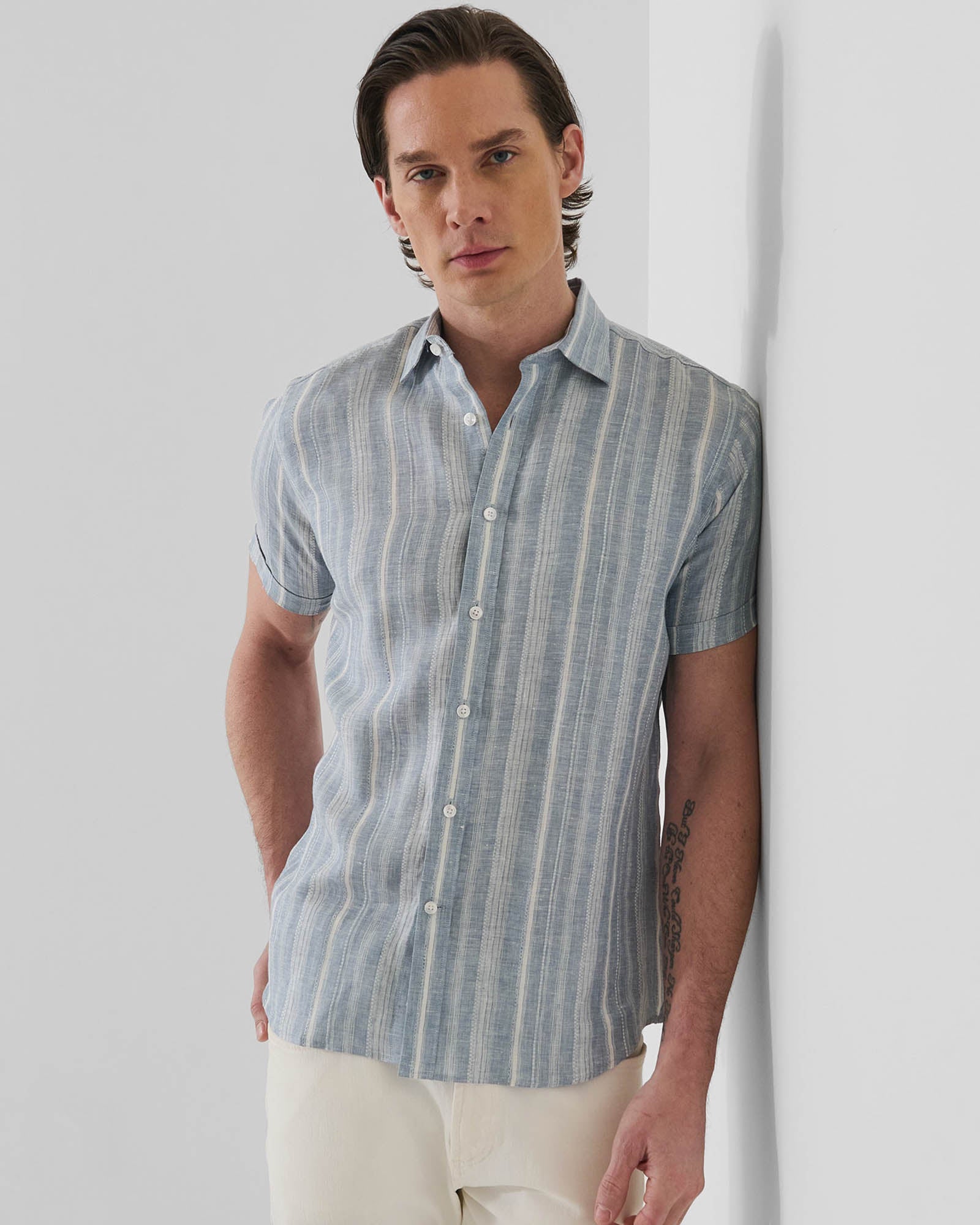 Jacquard Stripe Linen Shirt