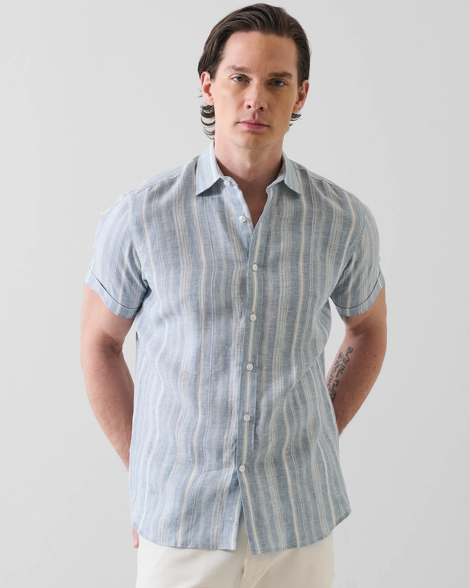 Jacquard Stripe Linen Shirt