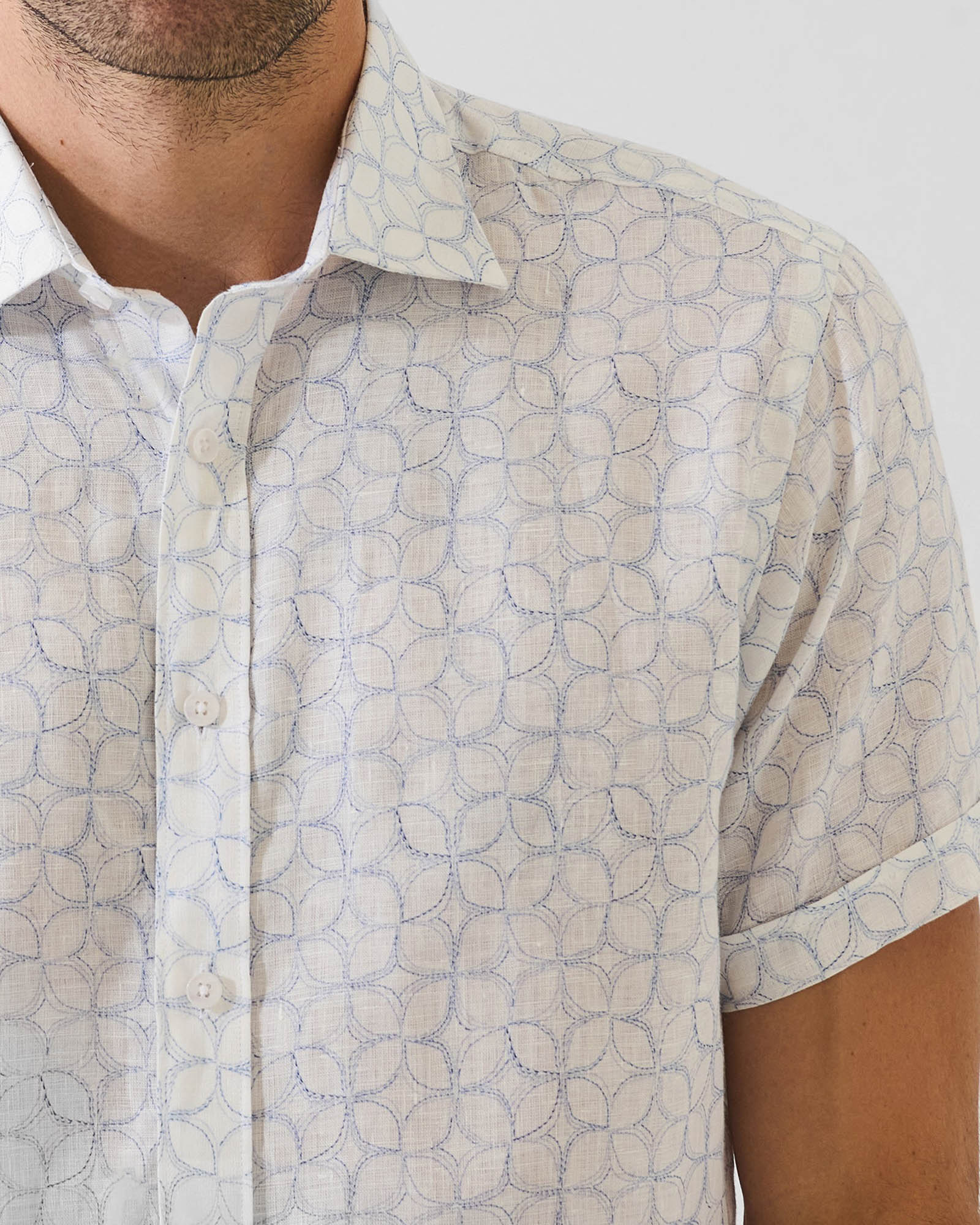 Geometric Print Linen Shirt