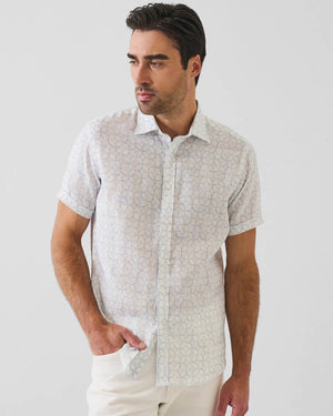 Geometric Print Linen Shirt