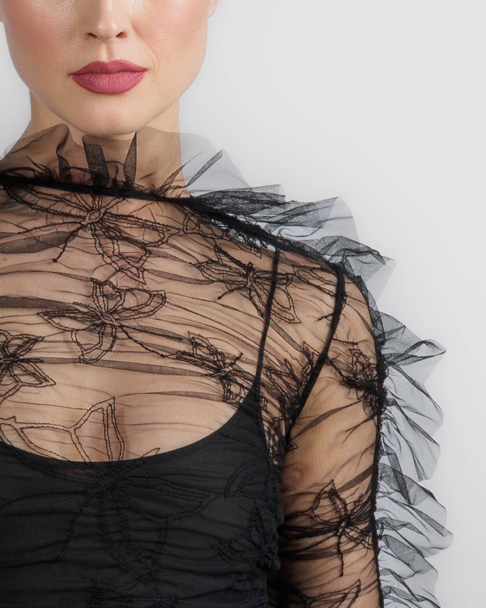 Embroidered Net Top