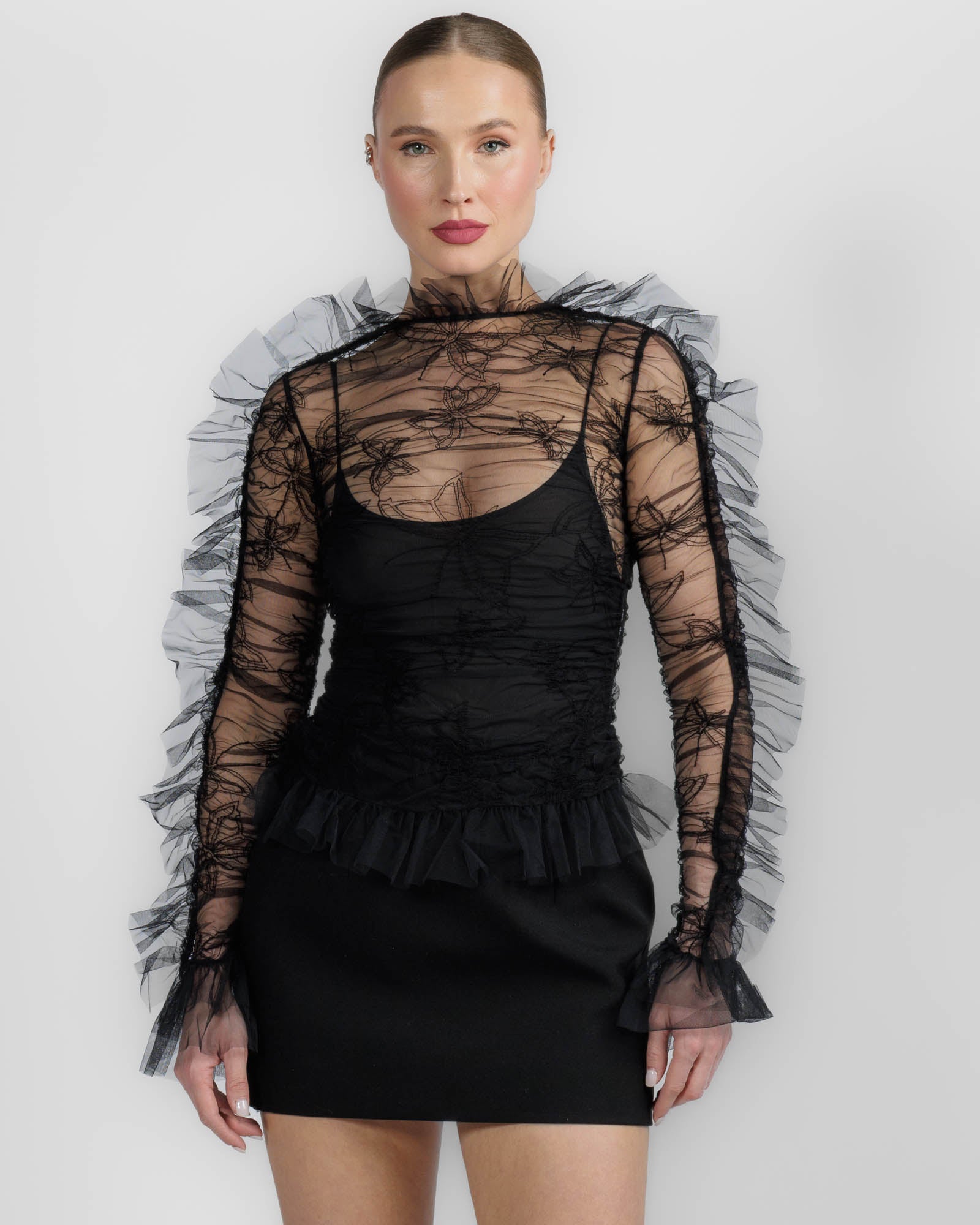 Embroidered Net Top